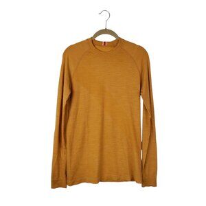 Tracksmith Brighton Base Layer Shirt Mustard Merino Blend Running Mens Medium